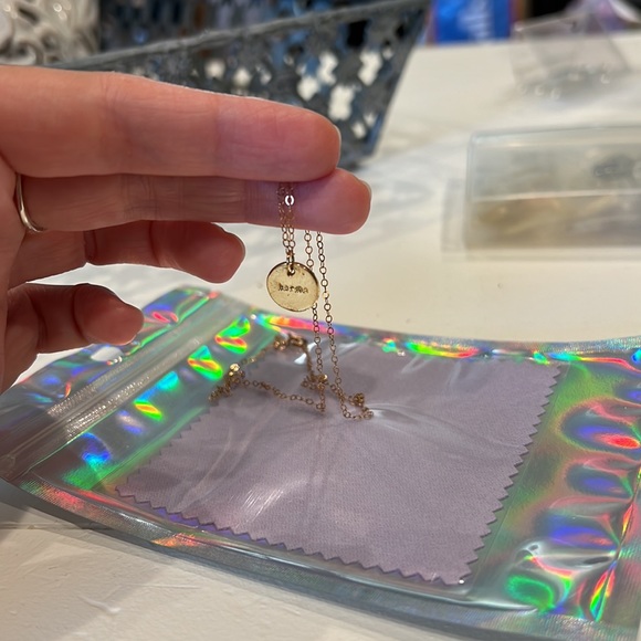 Gold KARMA word pendant necklace with gold filled hardware. Handmade. - Picture 6 of 6